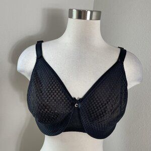 Chantelle Bra Womens 34H Black Mesh Sheer Minimizer Underwire Full Coverage